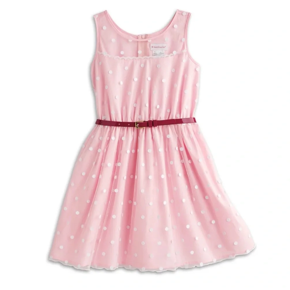 American Girl Pink Dress with Floral Trim
